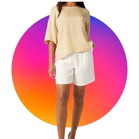 LITA by Ciara NWT 100% Silk Top Blouse Cream Tan Beige Small MSRP $198 - Picture 1 of 16